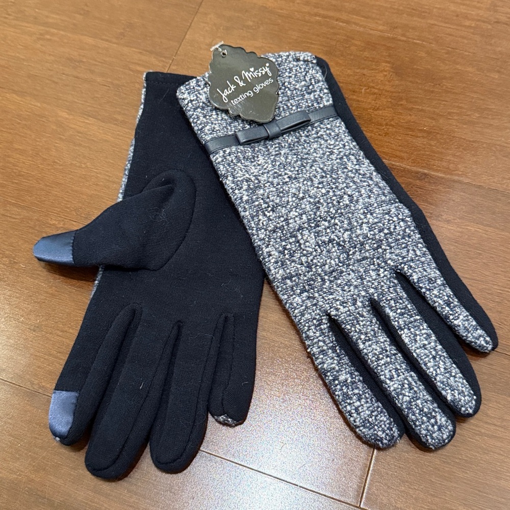 Stylish Gray and Navy TEXTING Women's Gloves